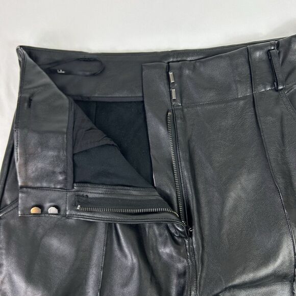 Lulu's Vegan Faux Leather Pants Black Pockets Ankle Soft Front‎ Seam Size Large - Picture 7 of 12